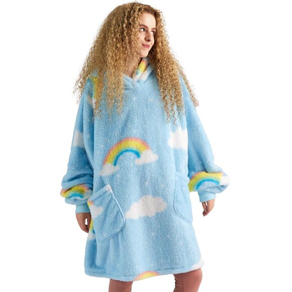 Wearable Blanket Hoodie Gifts for Women,Men,Teens Rainbow Printed Shaggy Sheroa - Picture 1 of 1